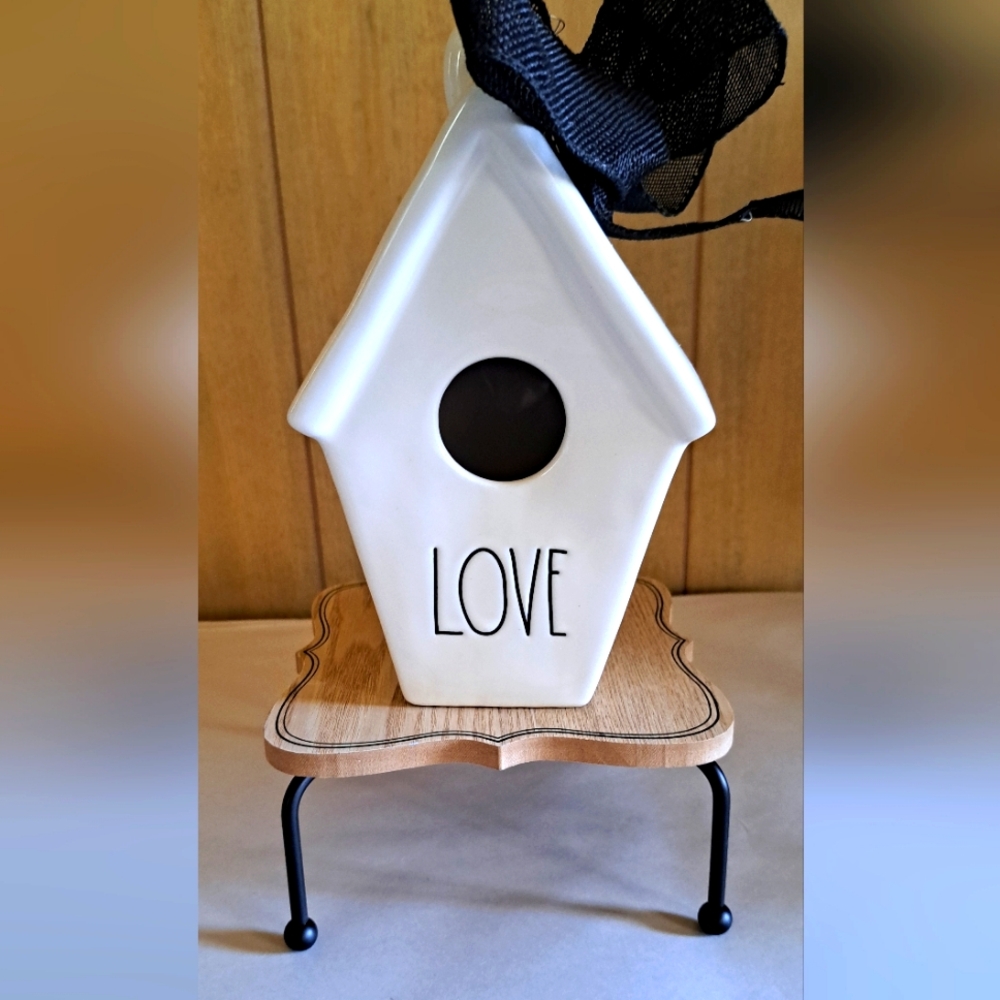 Lovely Rae Dunn Love Birdhouse 2 Birds On The Back White Indoor Outdoor Deco